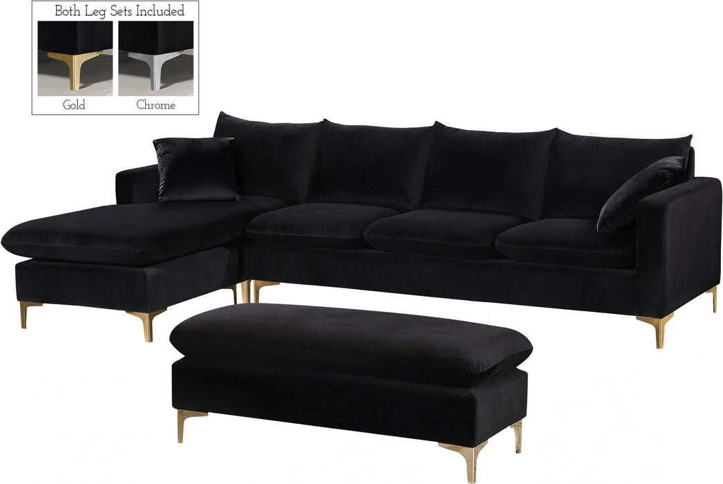 Naomi Black Velvet 2pc. Reversible Sectional