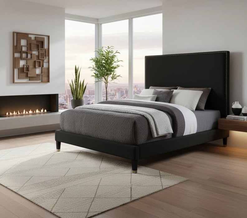 Harlie Black Velvet Full Bed