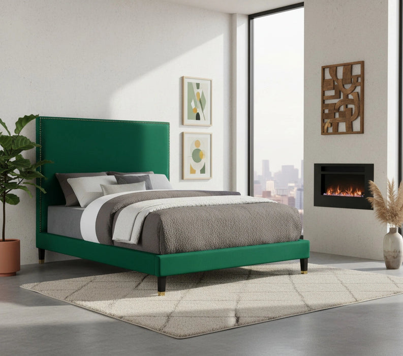 Harlie Green Velvet Full Bed