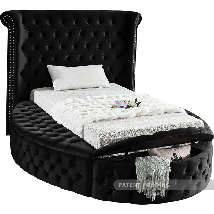 Luxus Black Velvet Twin Bed (3 Boxes)