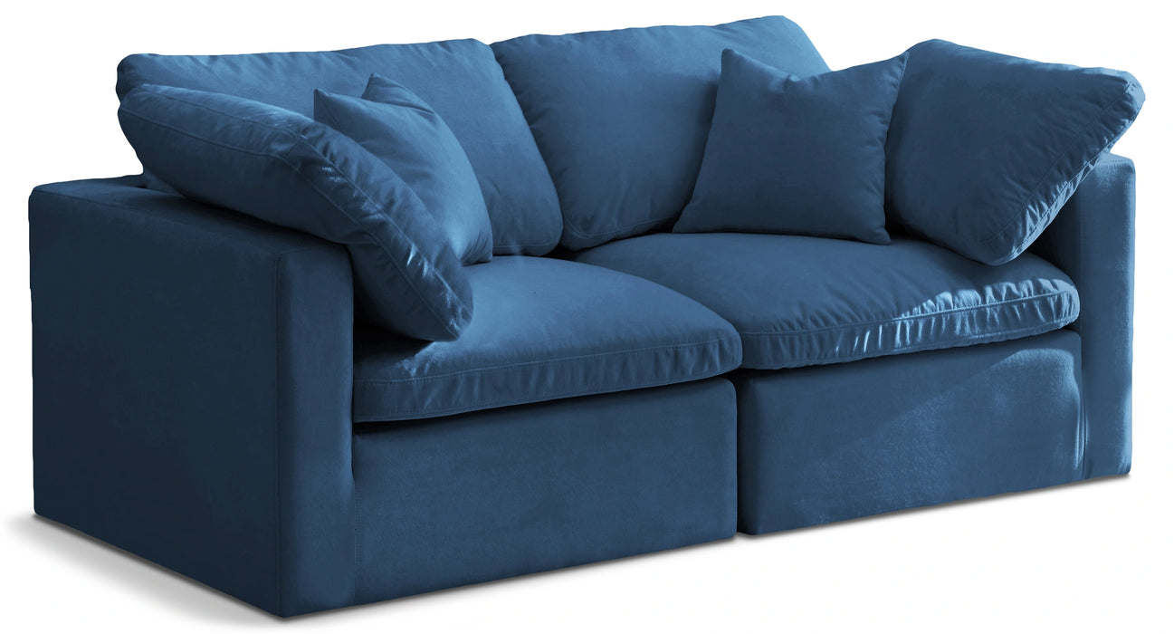 Plush Navy Velvet Standard Cloud Modular Sofa