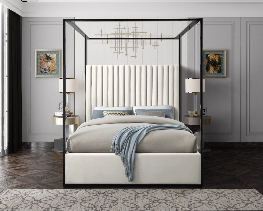 Jax Cream Velvet Queen Bed