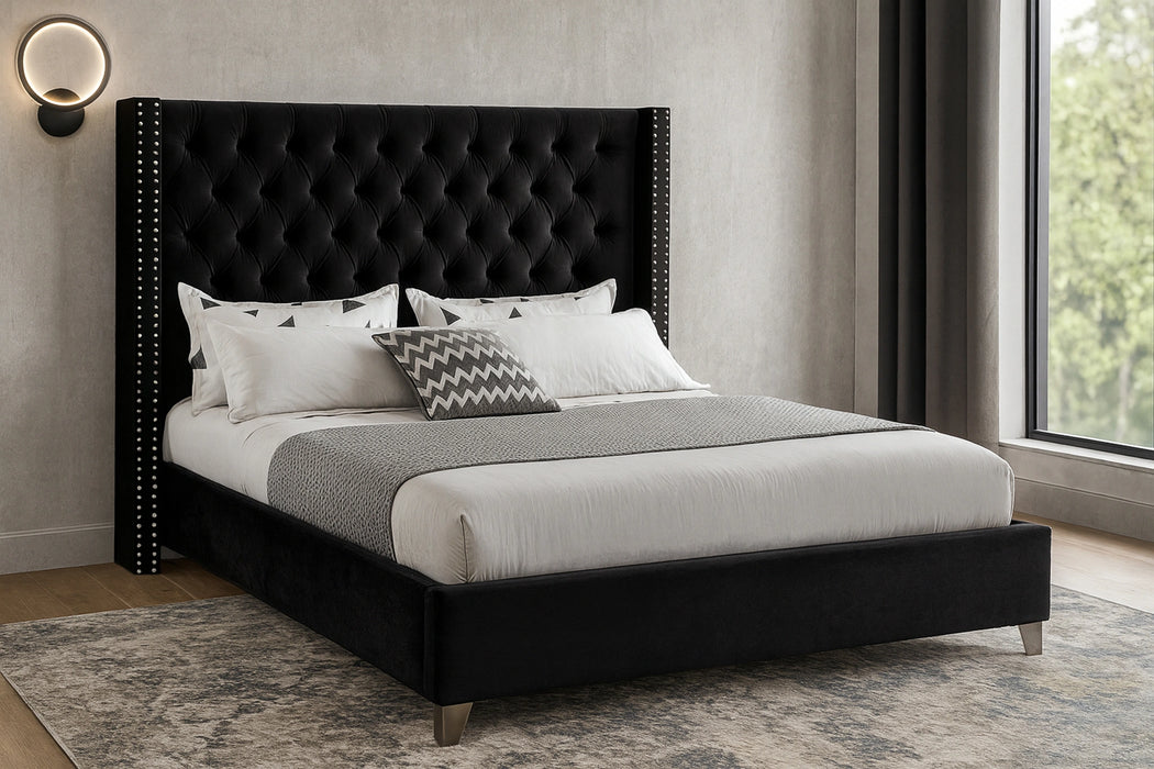 Aiden Black Velvet Full Bed