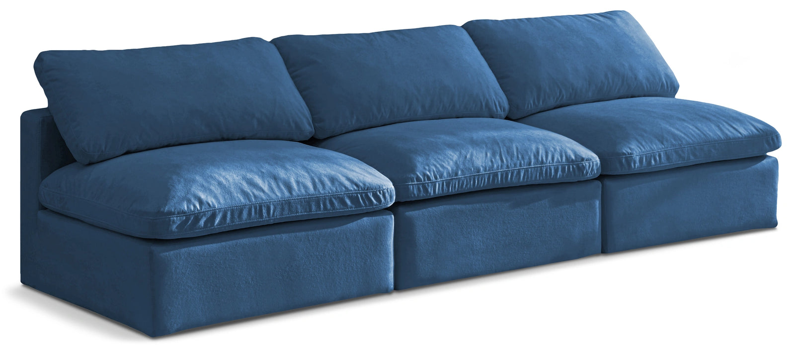 Plush Navy Velvet Standard Cloud Modular Sofa