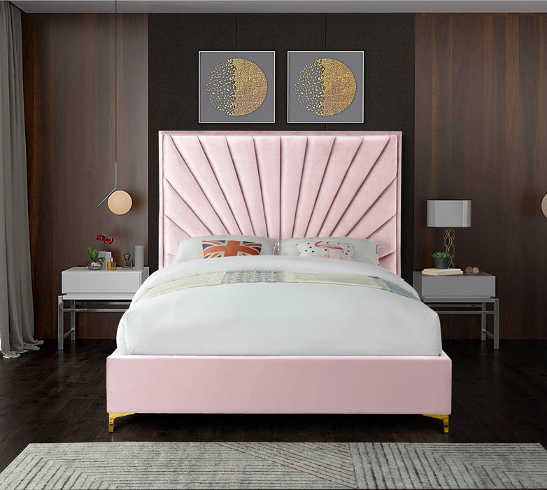 Eclipse Pink Velvet Queen Bed