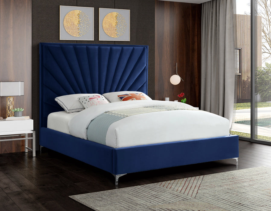 Eclipse Navy Velvet Full Bed