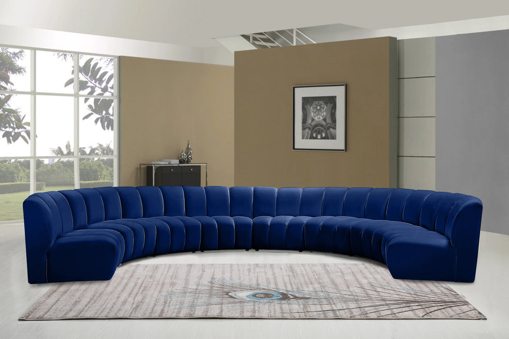Infinity Navy Velvet 8pc. Modular Sectional