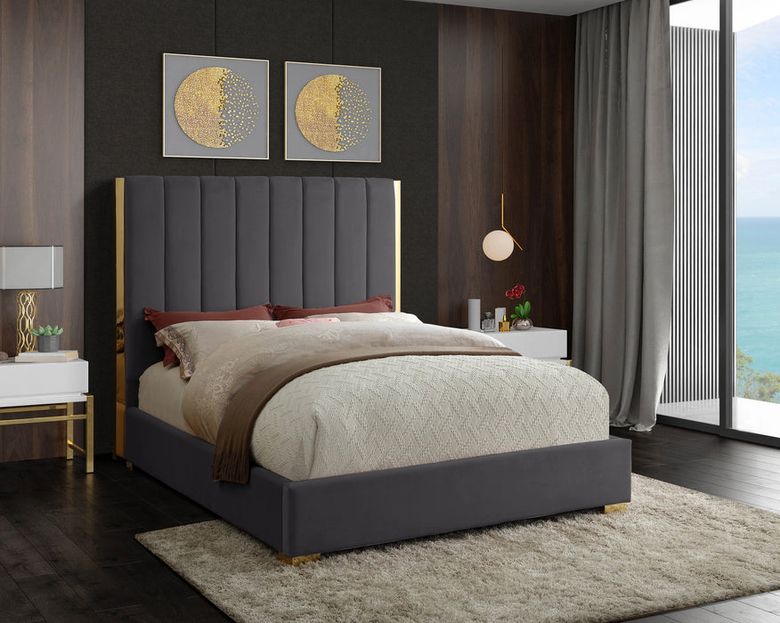 Becca Grey Velvet King Bed