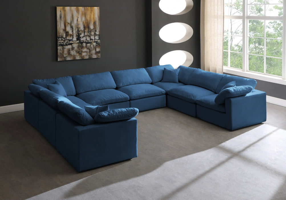 Plush Navy Velvet Standard Cloud Modular Sectional