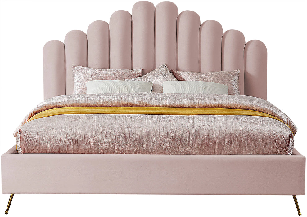 Lily Pink Velvet King Bed