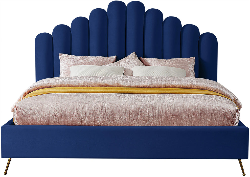 Lily Navy Velvet King Bed