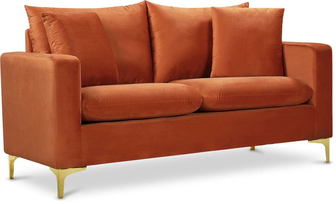 Naomi Cognac Velvet Loveseat