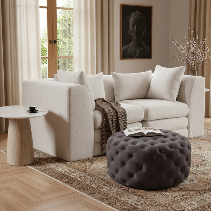 Addison Grey Velvet Ottoman/Bench