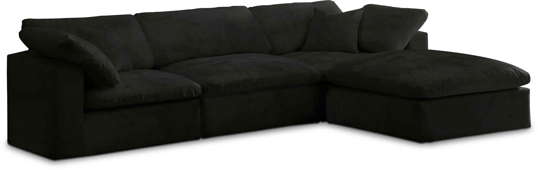 Cozy Black Velvet Cloud Modular Sectional
