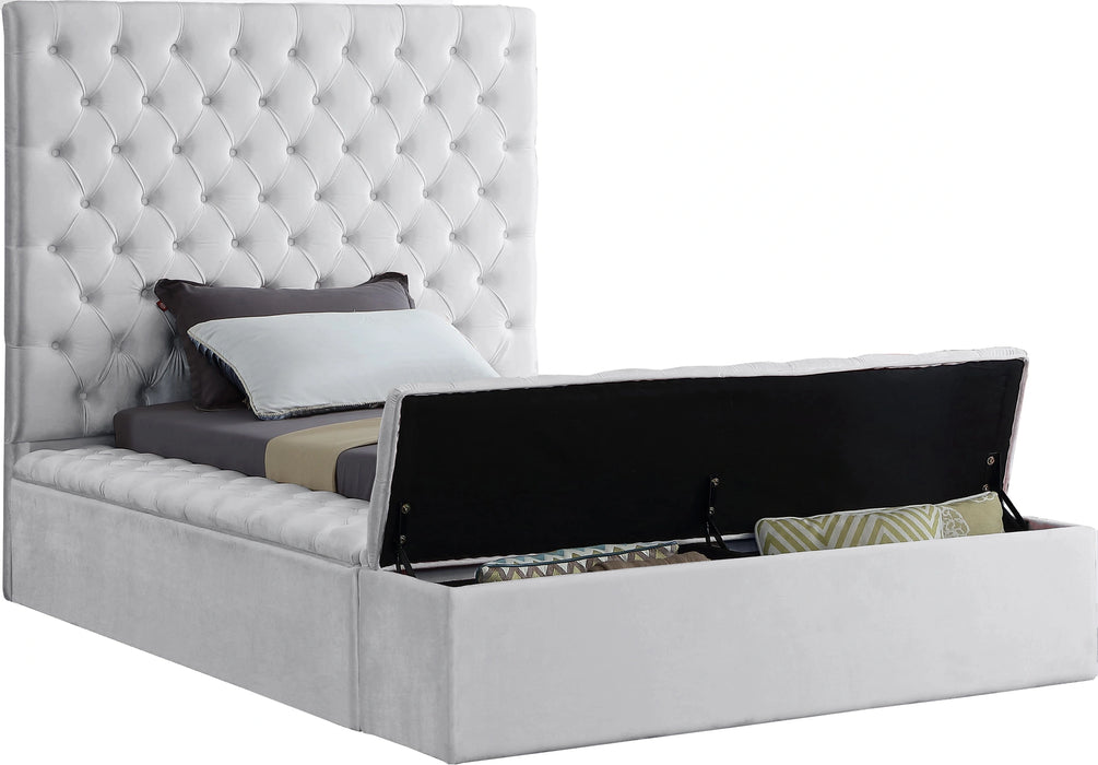 Bliss White Velvet Twin Bed (3 Boxes)