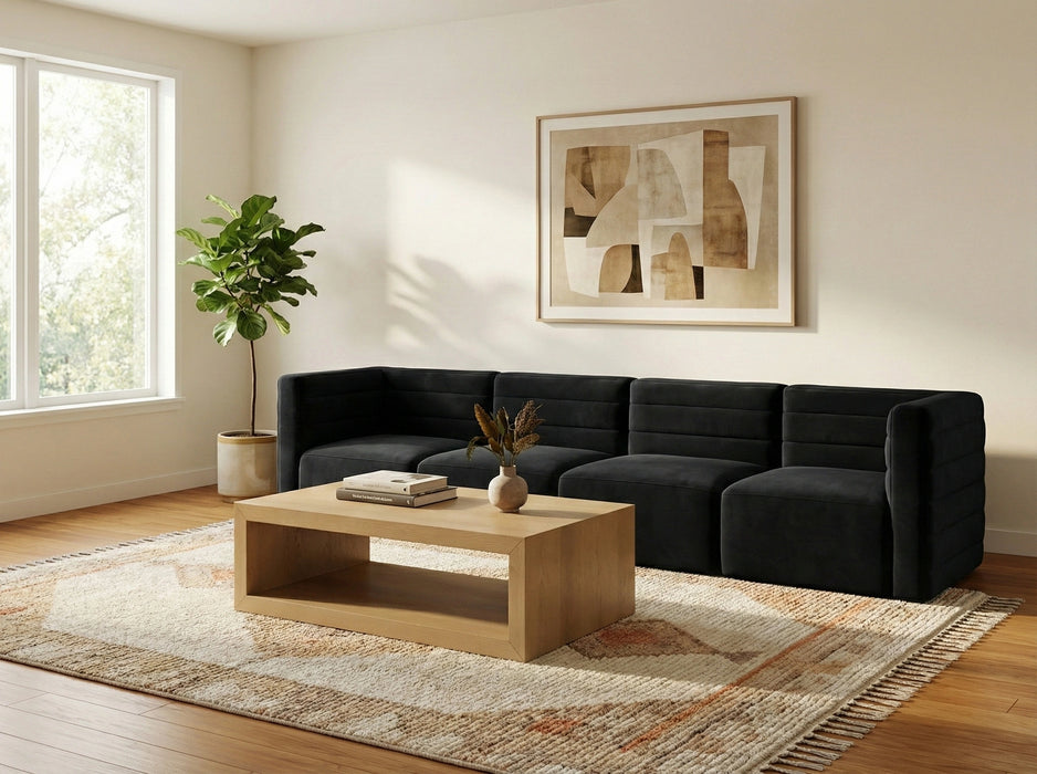 Quincy Black Velvet Modular Sofa