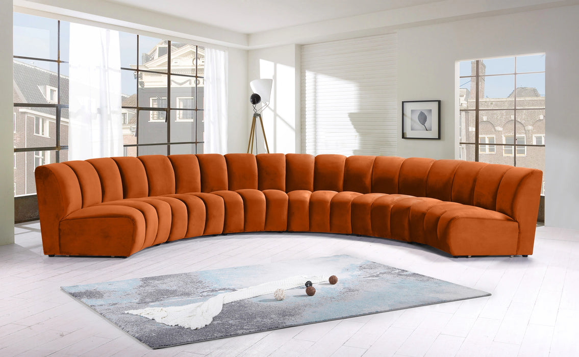 Infinity Cognac Velvet 6pc. Modular Sectional