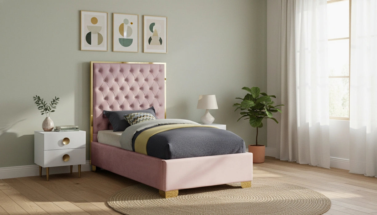 Lana Pink Velvet Twin Bed