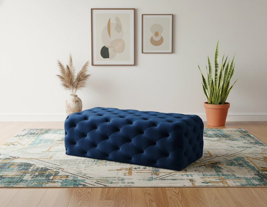 Casey Navy Velvet Ottoman/Bench