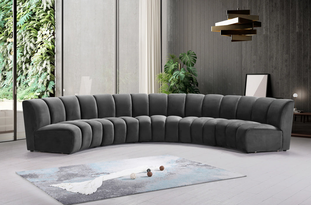 Infinity Grey Velvet 5pc. Modular Sectional