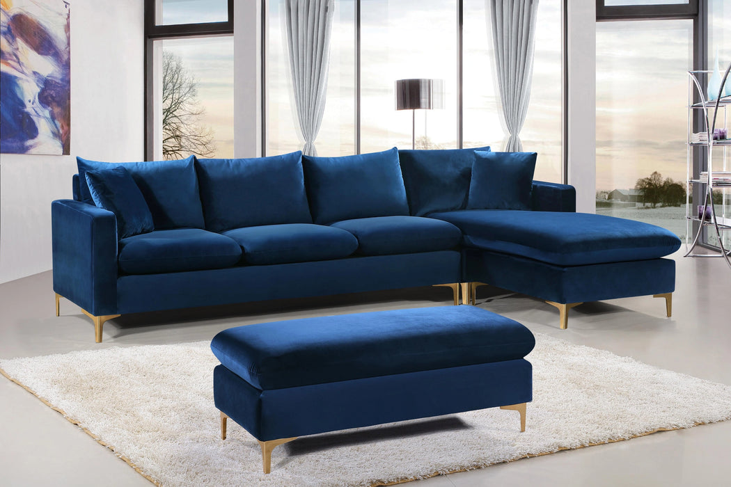 Naomi Navy Velvet 2pc. Reversible Sectional