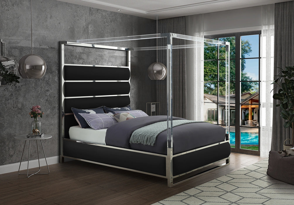 Encore Black Faux Leather Queen Bed (4 Boxes)