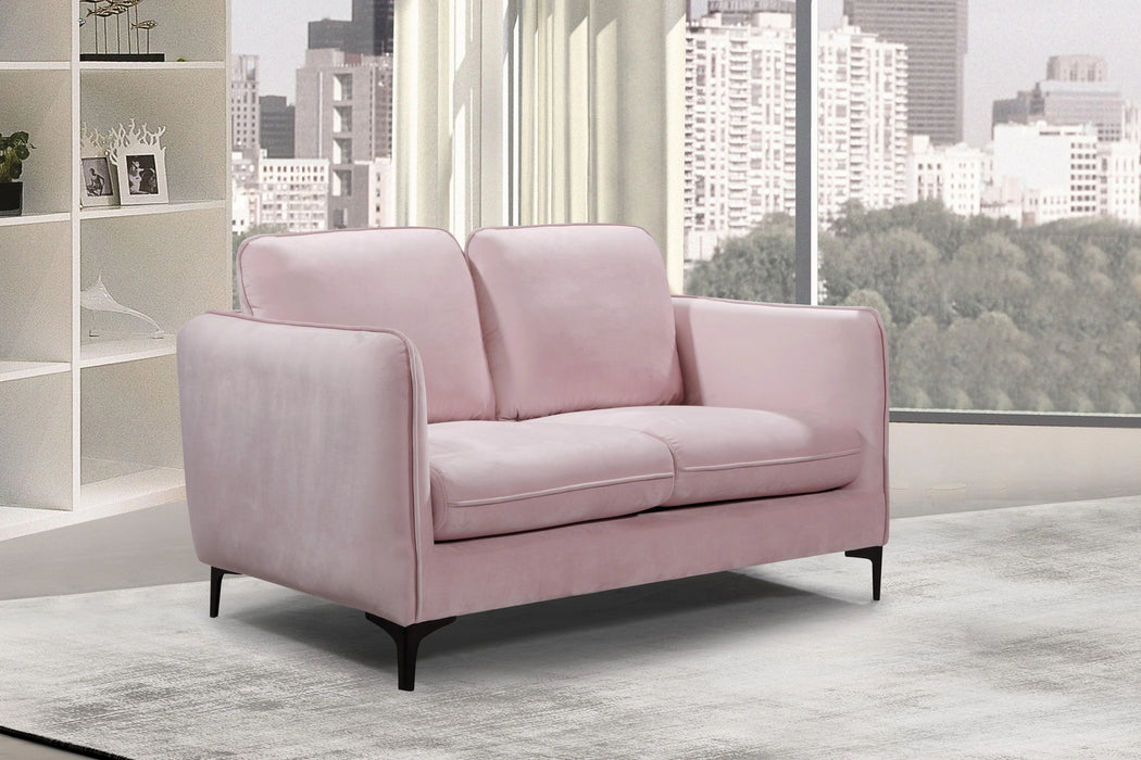 Poppy Pink Velvet Loveseat