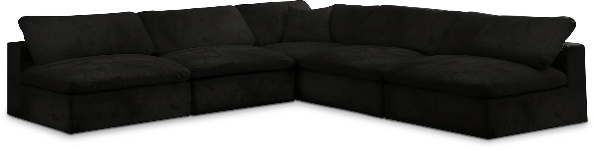 Cozy Black Velvet Cloud Modular Sectional