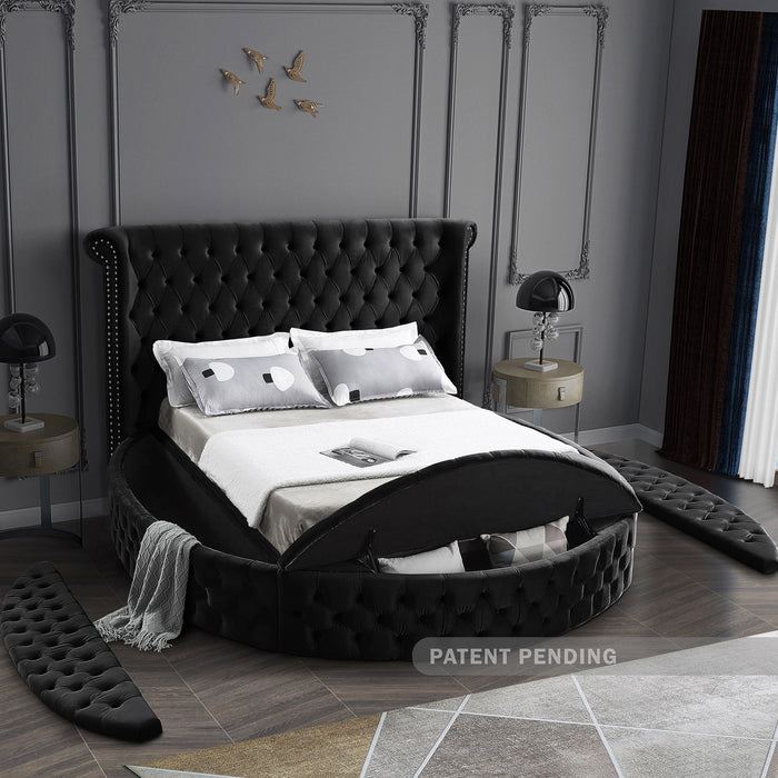 Luxus Black Velvet Queen Bed (3 Boxes)