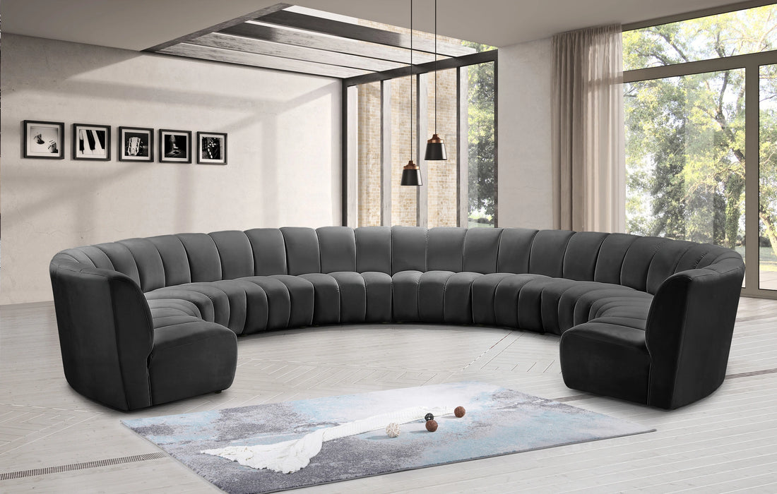 Infinity Grey Velvet 10pc. Modular Sectional