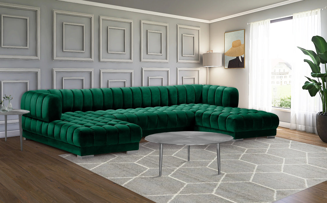 Gwen Green Velvet 3pc. Sectional (3 Boxes)