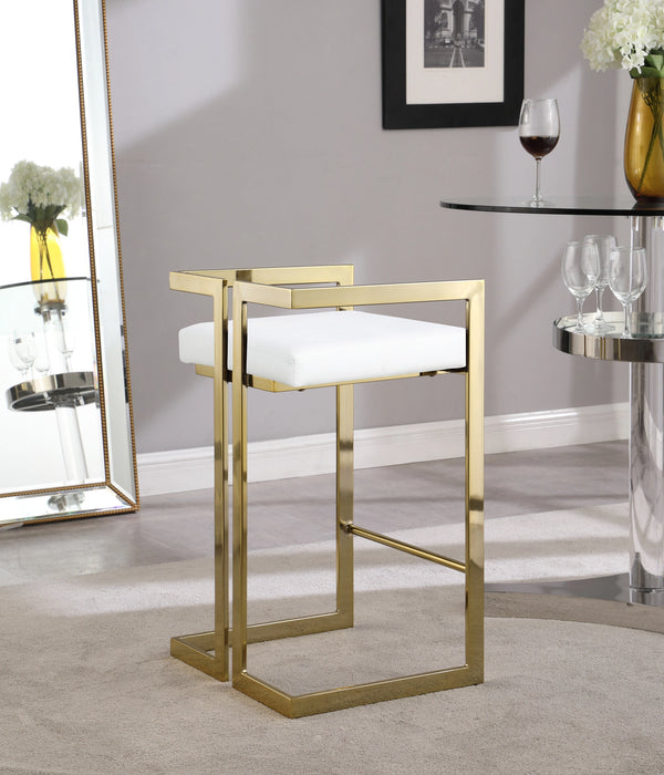 Ezra White Faux Leather Stool