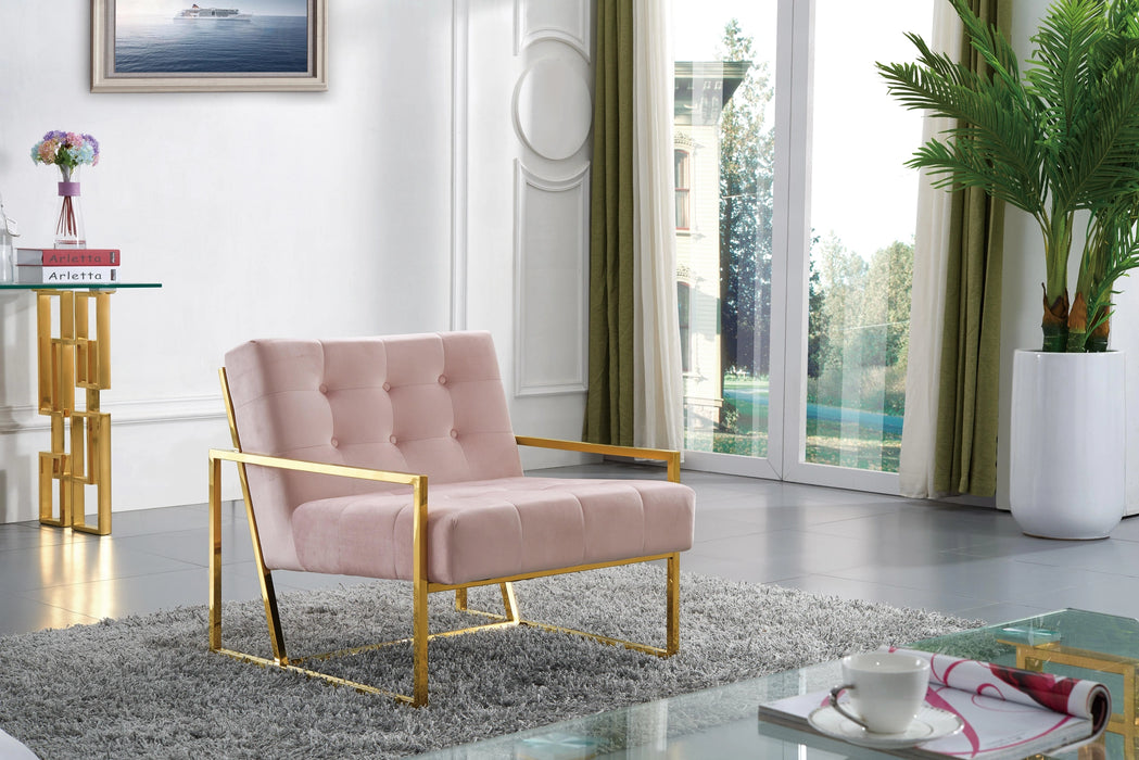 Pierre Pink Velvet Accent Chair