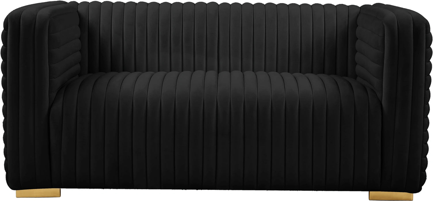 Ravish Black Velvet Loveseat