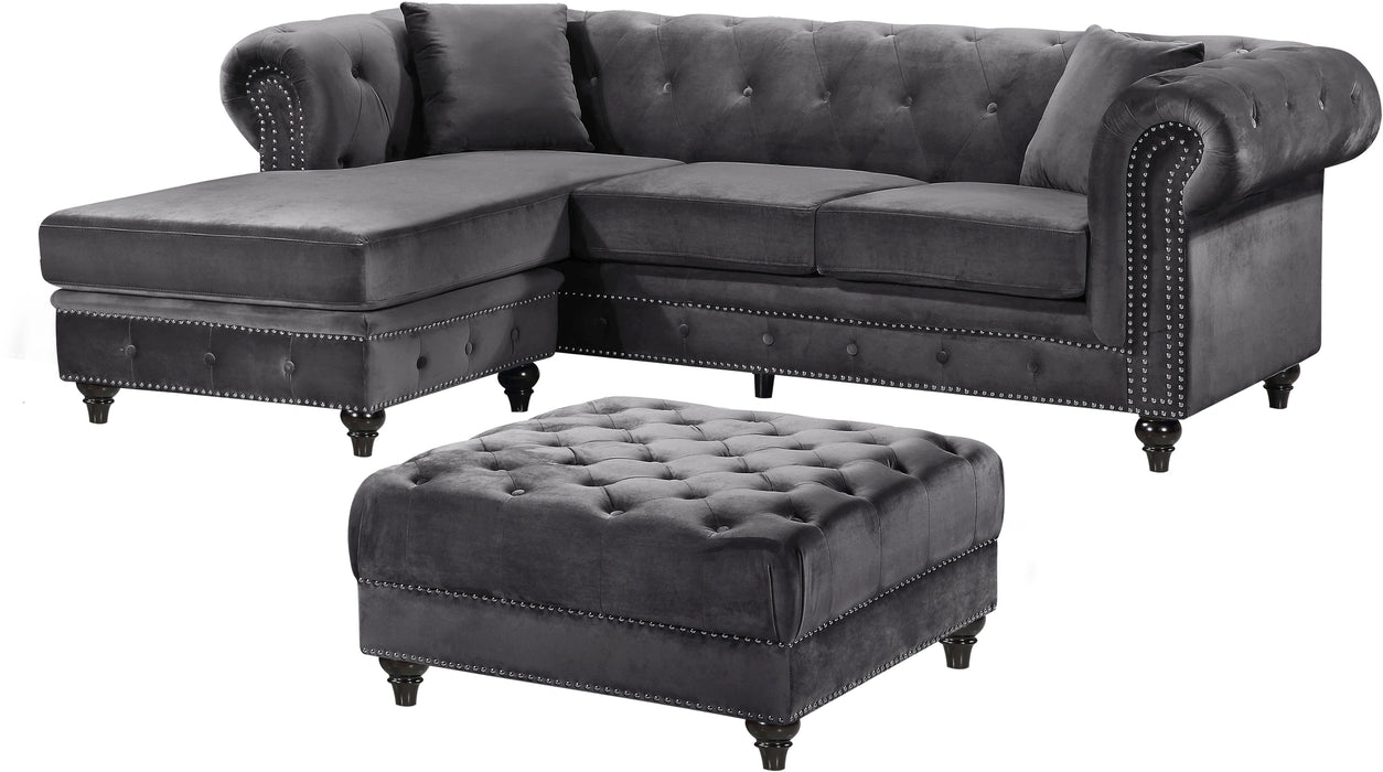 Sabrina Grey Velvet 2pc. Reversible Sectional