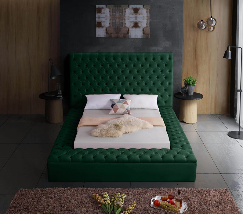 Bliss Green Velvet Queen Bed (3 Boxes)