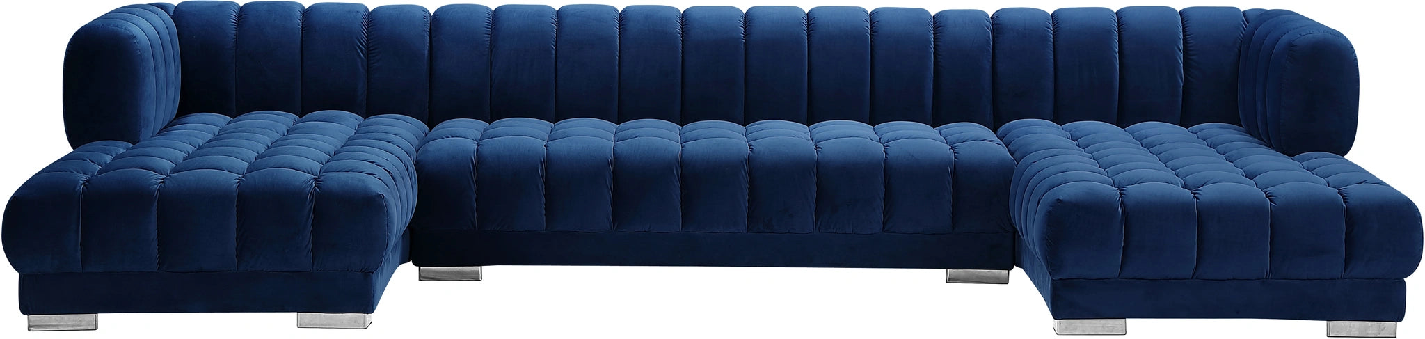 Gwen Navy Velvet 3pc. Sectional (3 Boxes)