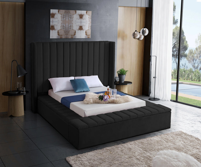 Kiki Black Velvet Full Bed (3 Boxes)