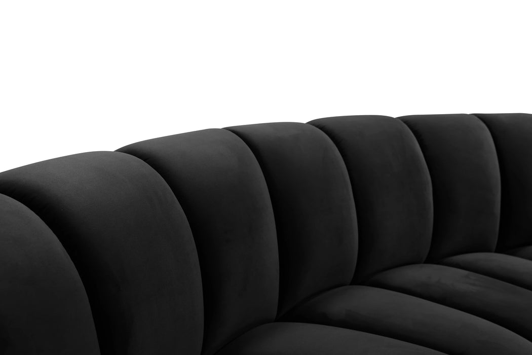 Infinity Black Velvet 3pc. Modular Sectional