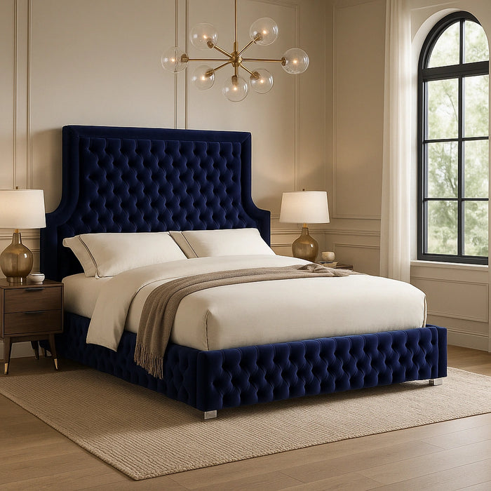 Sedona Navy Velvet Queen Bed