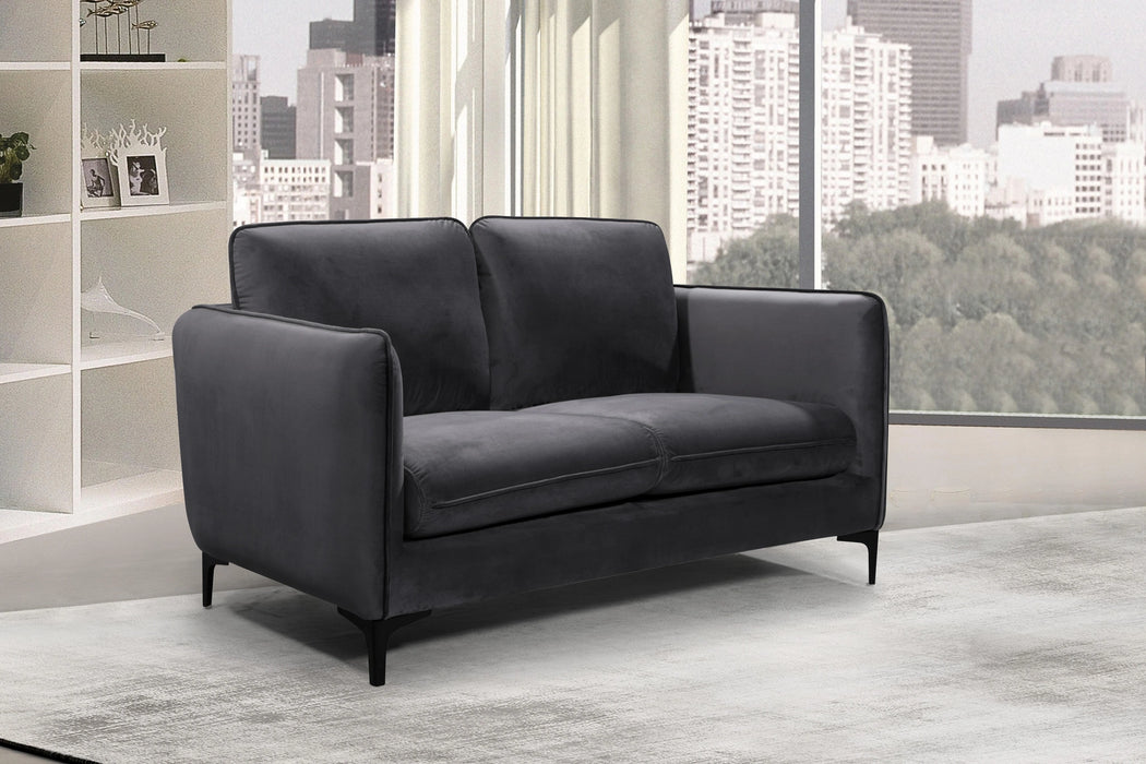 Poppy Grey Velvet Loveseat