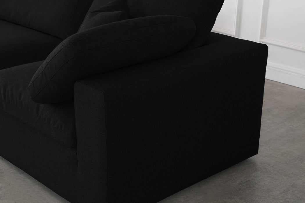 Serene Black Linen Fabric Deluxe Cloud Corner Chair