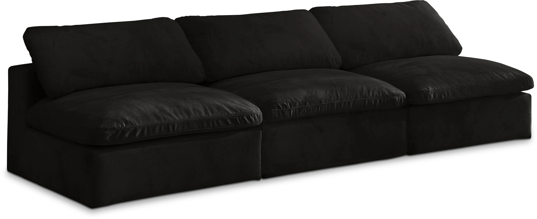 Cozy Black Velvet Cloud Modular Armless Sofa