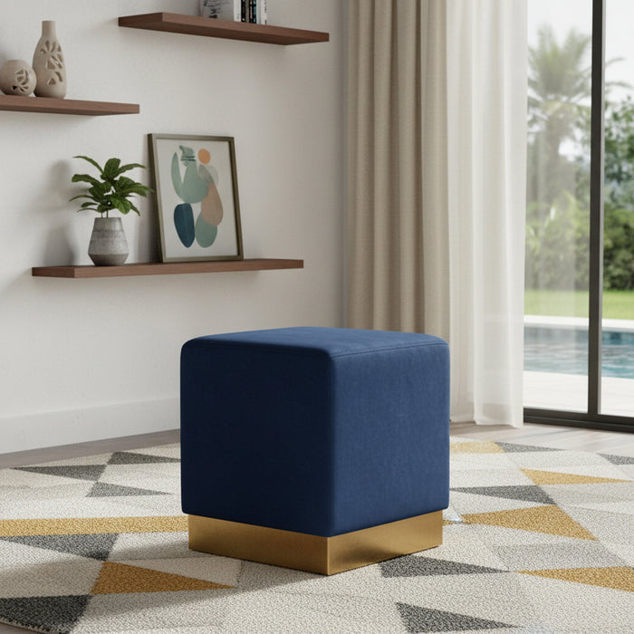 Jax Navy Velvet Ottoman/Stool