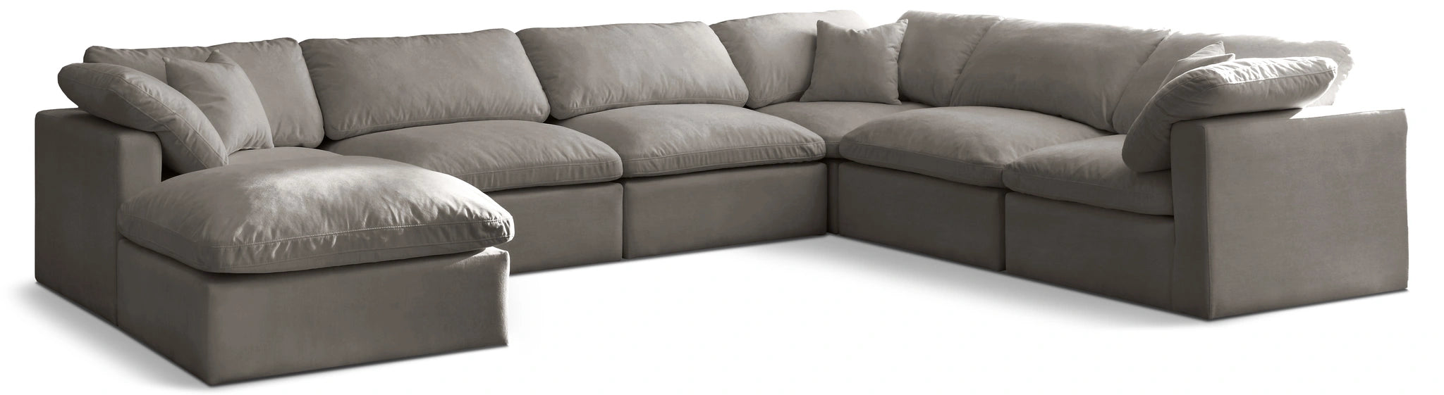 Plush Grey Velvet Standard Cloud Modular Sectional
