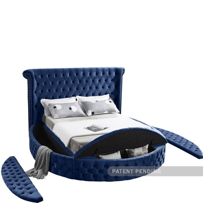 Luxus Navy Velvet Queen Bed (3 Boxes)