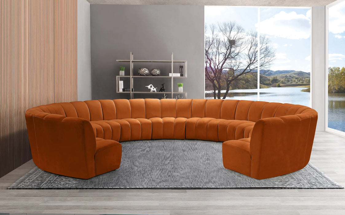 Infinity Cognac Velvet 11pc. Modular Sectional