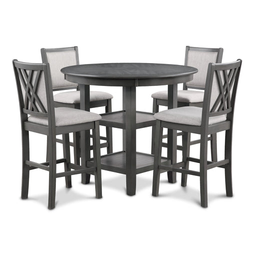Amy 5 Pc 42" Round Counter Dining Set-Gray