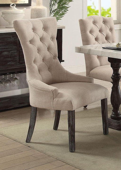 Acme Furniture Gerardo Upholstered Arm Chair in Beige and Espresso (Set of 2) 60823 image