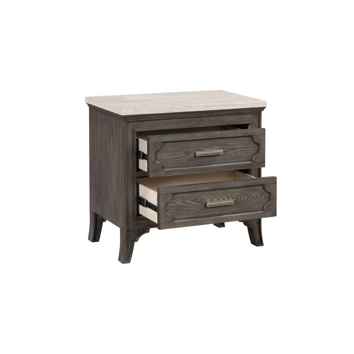 Lisbon Marble Top Nightstand-Gray